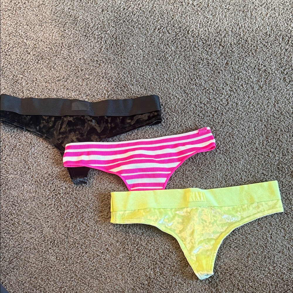 NWT Bundle of (3) PINK by Victoria’s Secret thongs